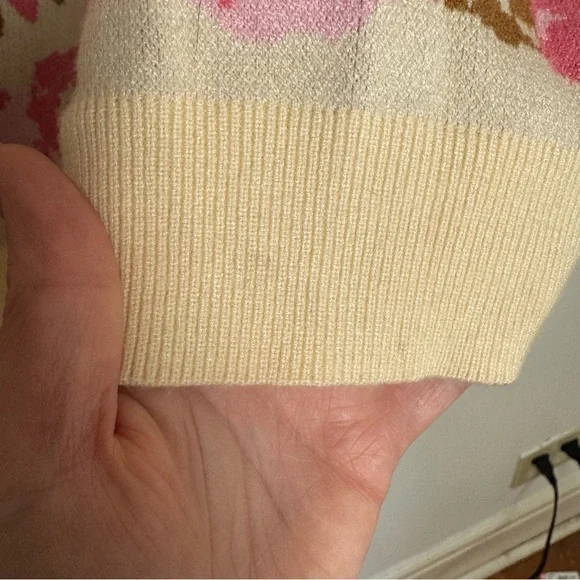 Polagram Pink and Brown Floral Grandma Cottagecore Cardigan Sweater - Picture 7 of 7